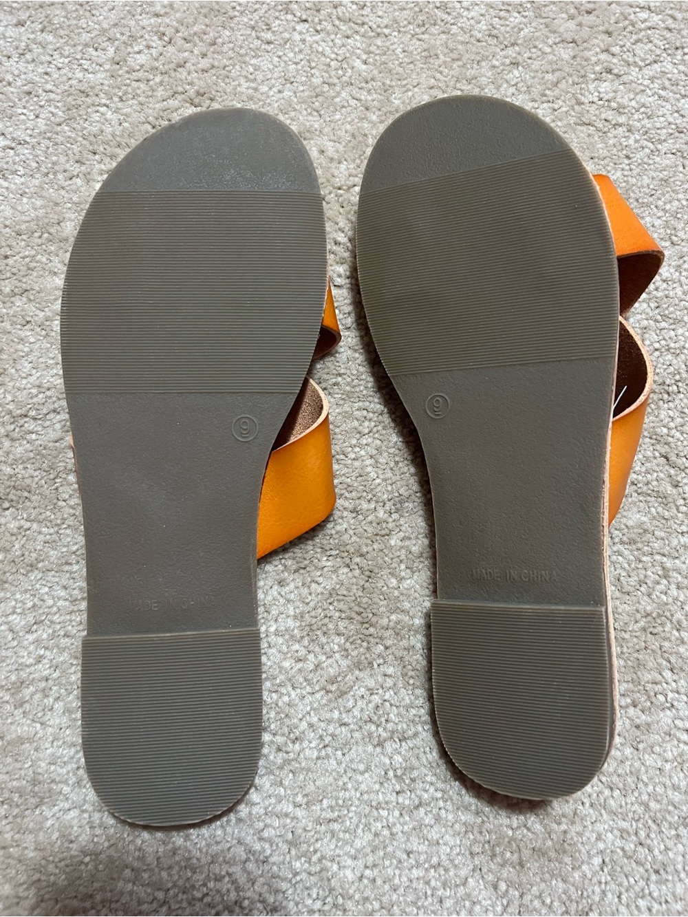 NWOT - GAP Women's Cognac Leather Cross-Strap Slide Sandals - Picture 5 of 7